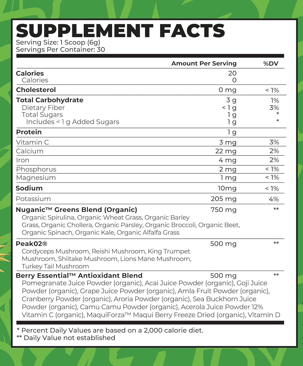 Organic Greens Powder Superfood Supplement with Fruits, Veggies, Antioxidants, Mushroom Blends - Supports Digestive Health - Gluten-Free, Non-GMO, Vegan - Pineapple Flavor - 180g