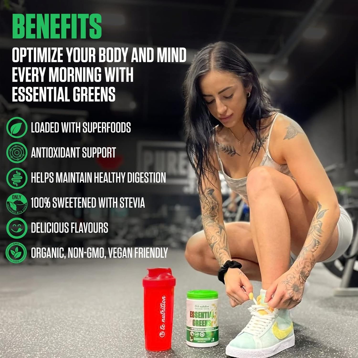 Organic Greens Powder with Spectra, Matcha, Spirulina, Probiotics, Antioxidants | Boost Energy & Digestion | Vegan, Non-GMO, Stevia Sweetened | 30 Servings