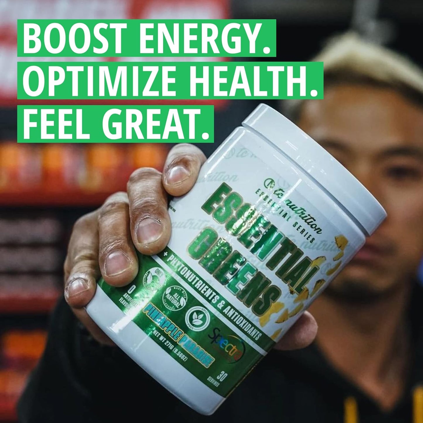 Organic Greens Powder with Spectra, Matcha, Spirulina, Probiotics, Antioxidants | Boost Energy & Digestion | Vegan, Non-GMO, Stevia Sweetened | 30 Servings