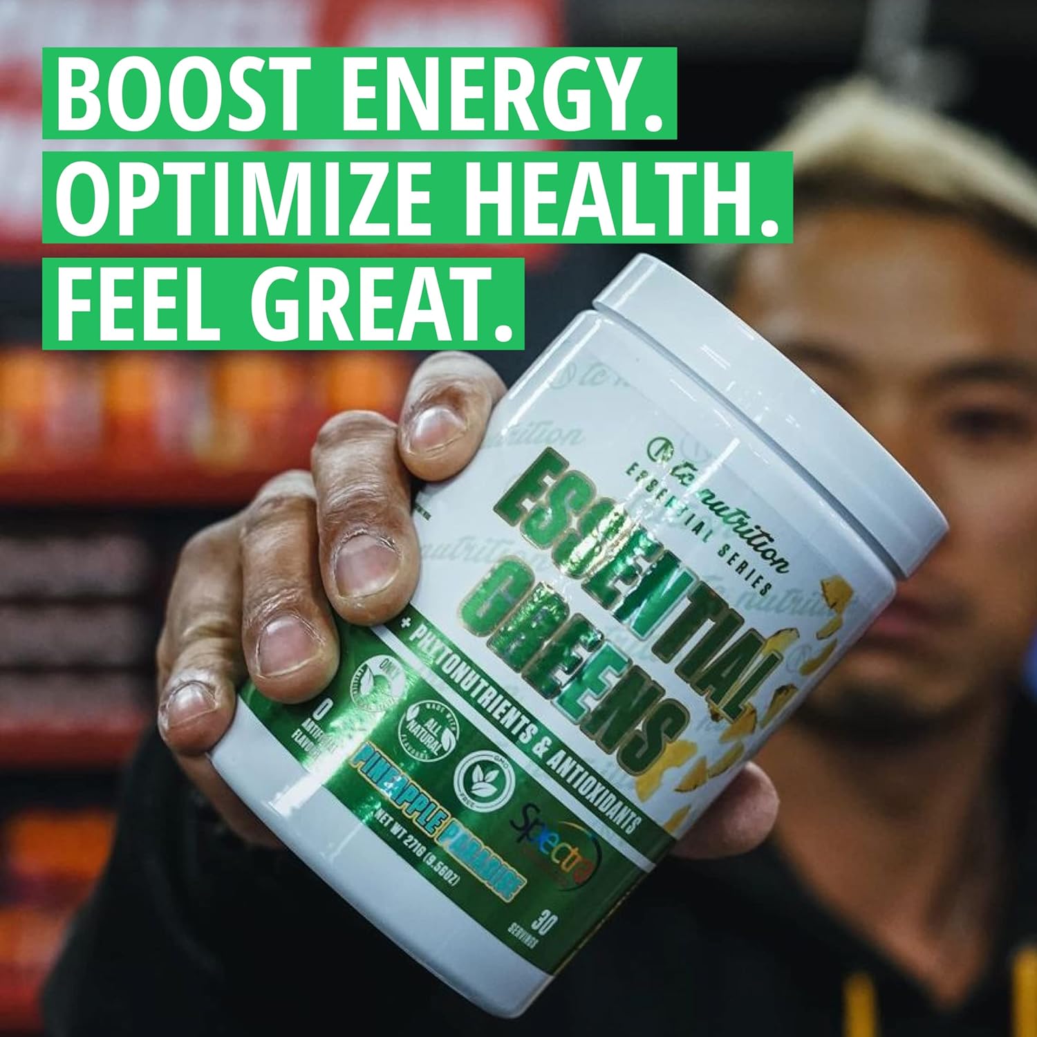 Organic Greens Powder with Spectra, Matcha, Spirulina, Probiotics, Antioxidants | Boost Energy & Digestion | Vegan, Non-GMO, Stevia Sweetened | 30 Servings