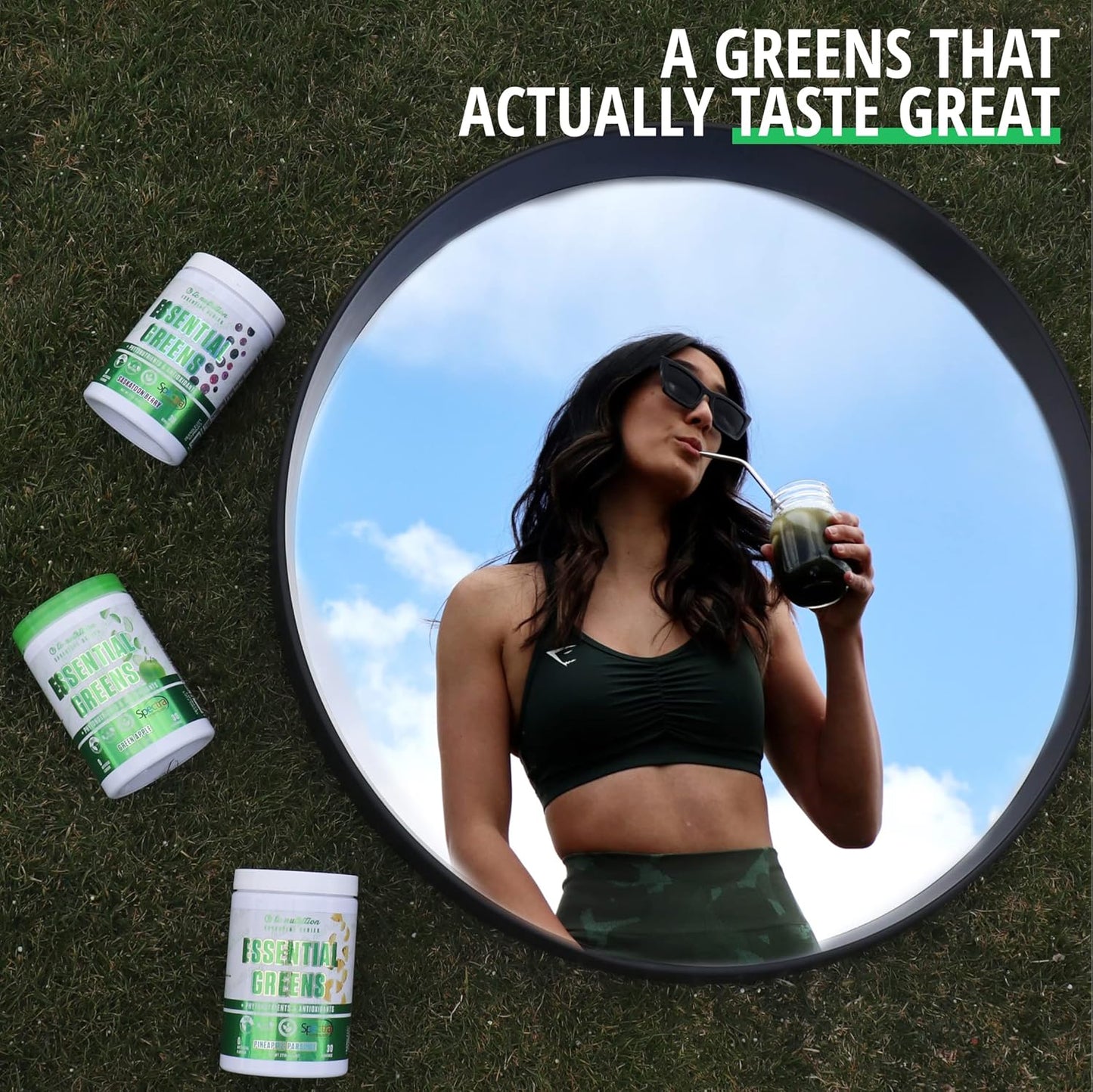 Organic Greens Powder with Spectra, Matcha, Spirulina, Probiotics, Antioxidants | Boost Energy & Digestion | Vegan, Non-GMO, Stevia Sweetened | 30 Servings