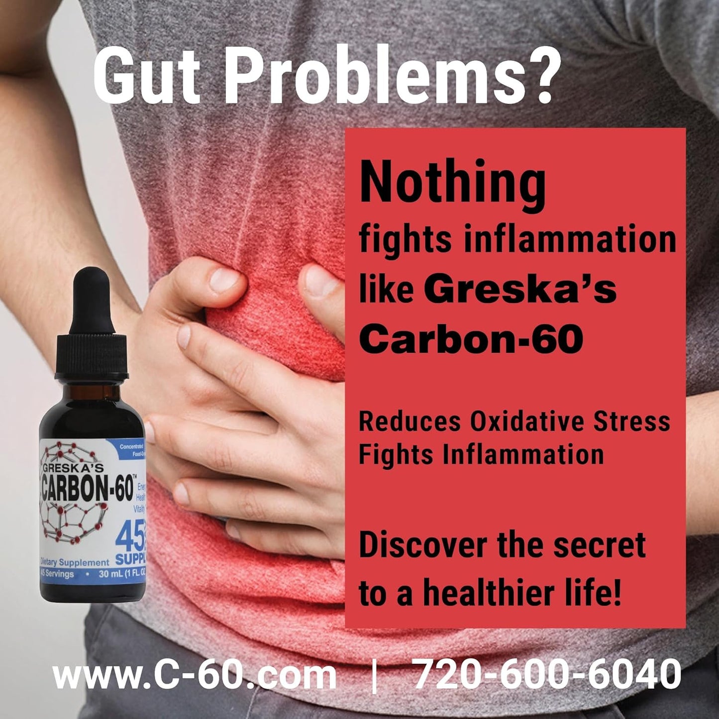 Organic Greska's Carbon-60™ 45-Day Supply: Food-Grade & All-Natural