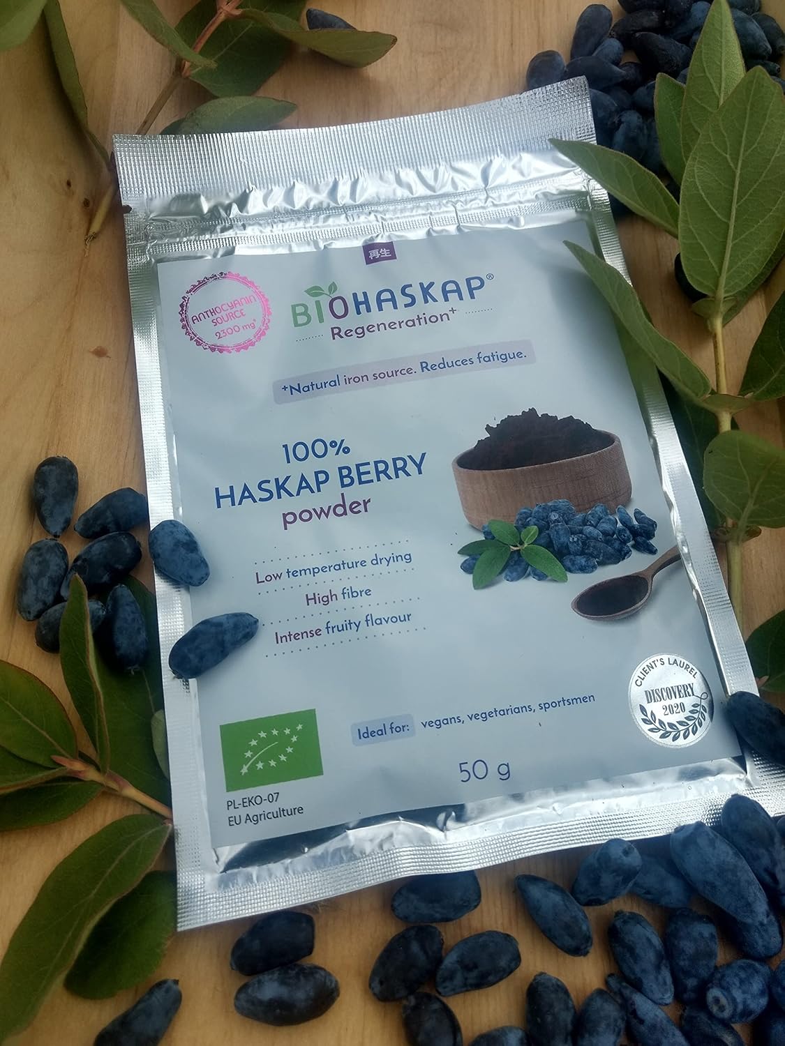 Organic HASKAP Berry Powder Regeneration+ 50G - Rich in ANTHOCYANINS & Iron for Smoothies and Desserts
