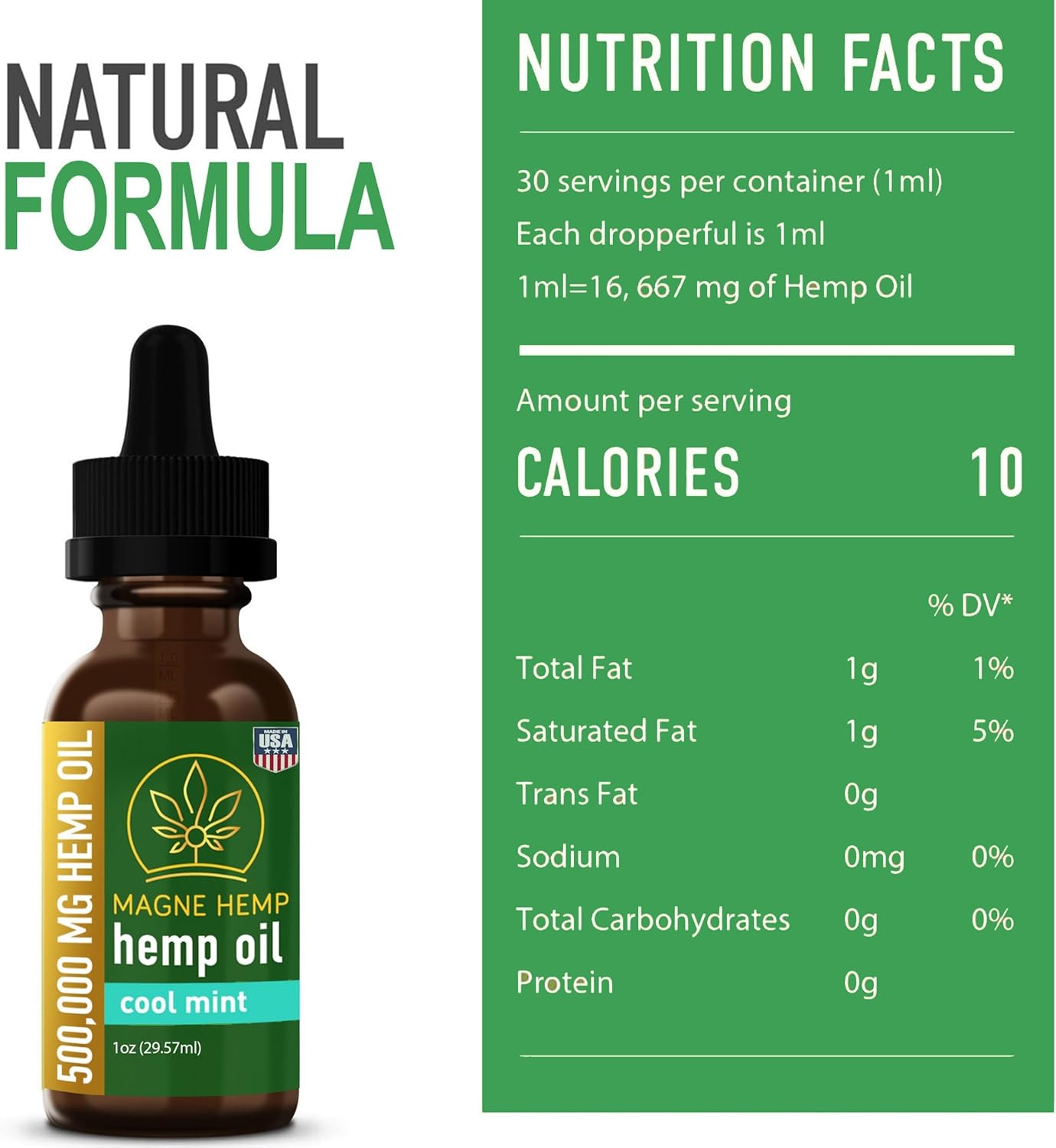 Organic High Potency 500,000mg THC-Free Cool Mint metabolism booster Oil Extract with Essential Oils for Joint Support and Mood Enhancement