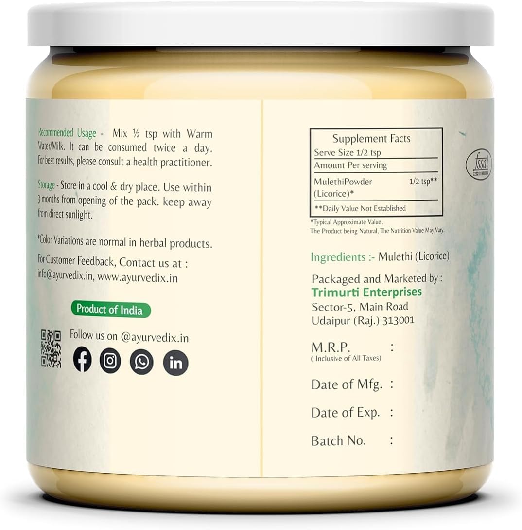 Organic Licorice Root Powder 150gm - Ayurvedic Mulethi Supplement for Healthy Stomach & Digestive Tract - Non GMO, Gluten Free - Glycyrrhiza Glabra
