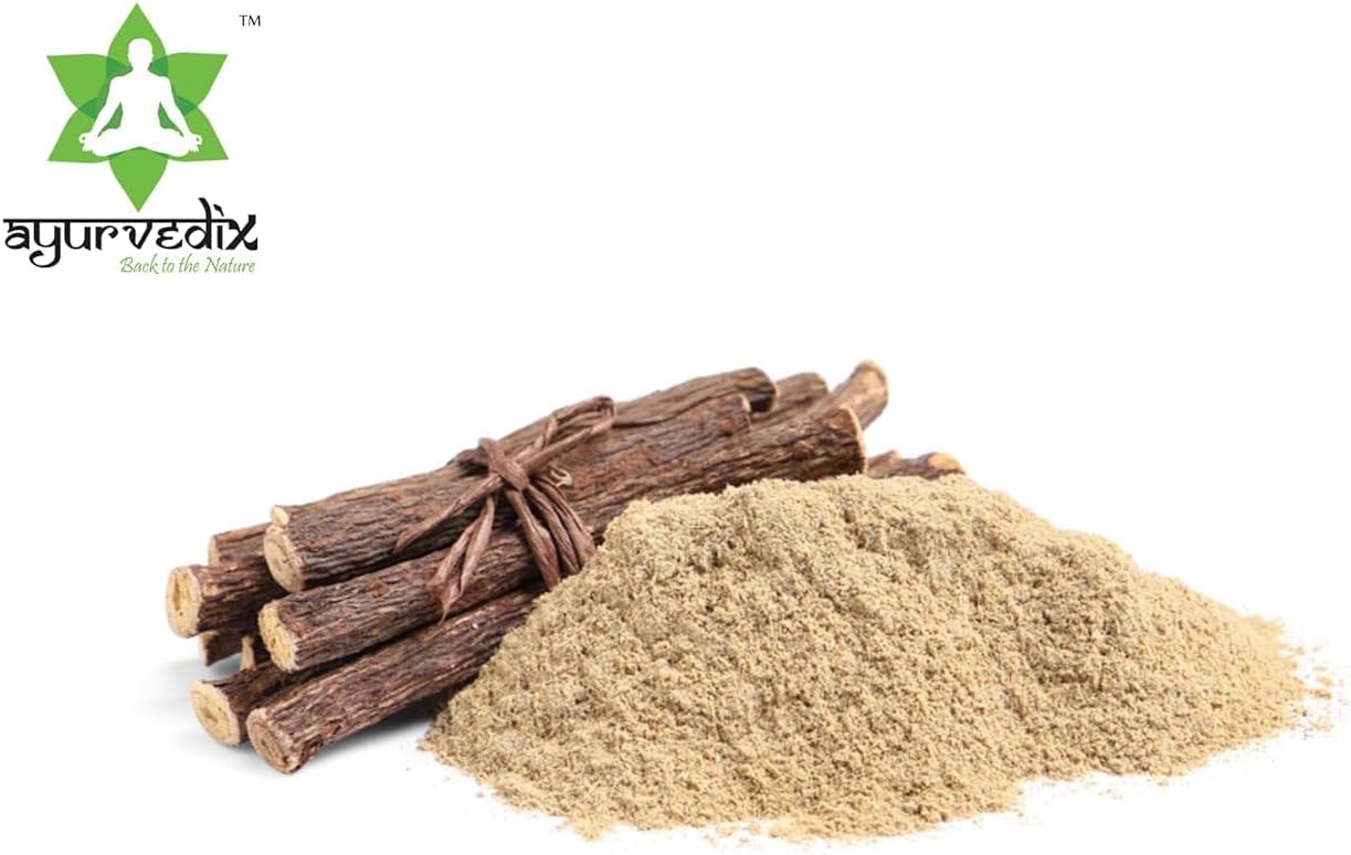 Organic Licorice Root Powder 150gm - Ayurvedic Mulethi Supplement for Healthy Stomach & Digestive Tract - Non GMO, Gluten Free - Glycyrrhiza Glabra