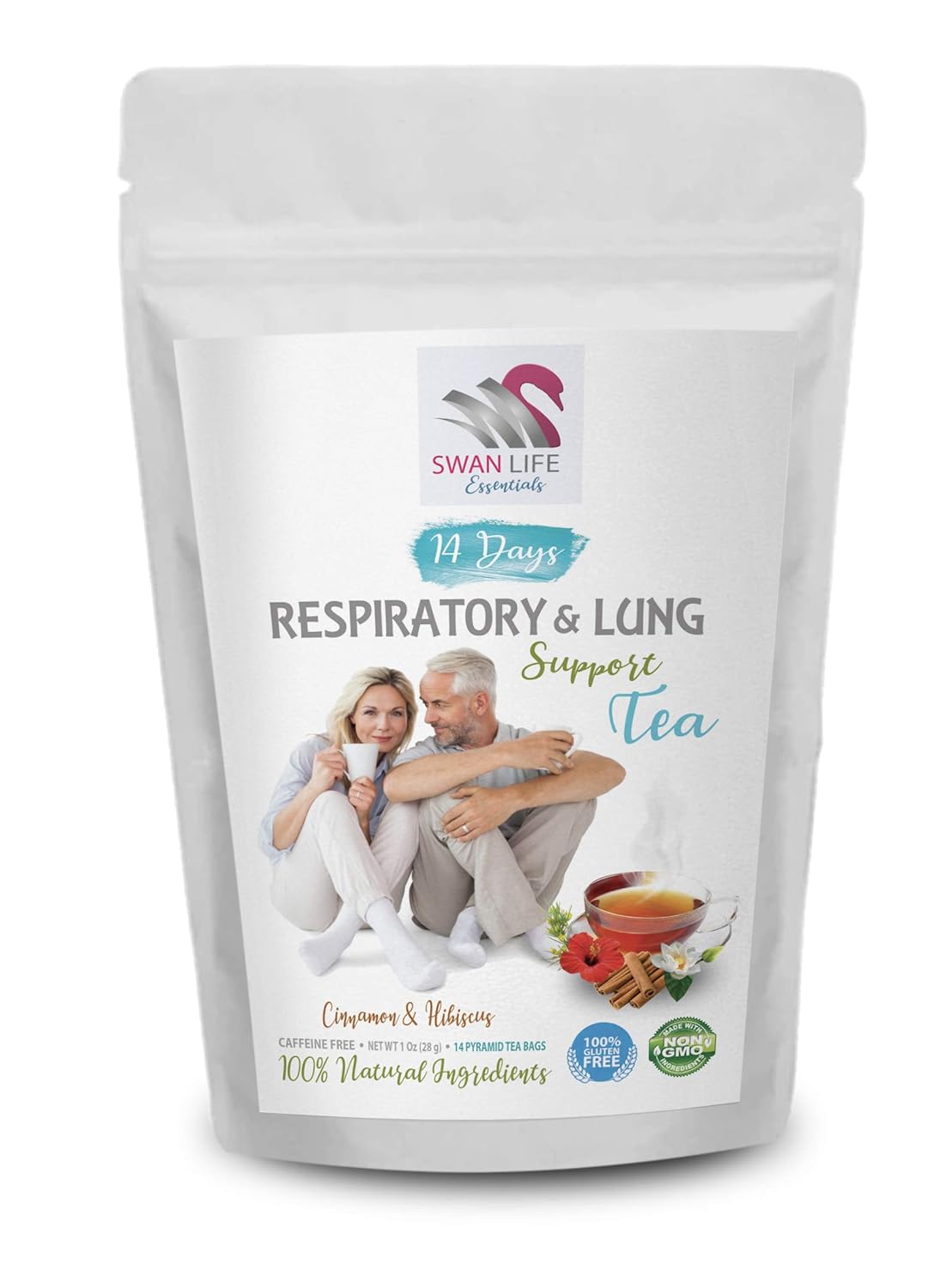 Organic Lung Support Tea with Eucalyptus - Immune Boosting Respiratory Tea - 14 Days Supply