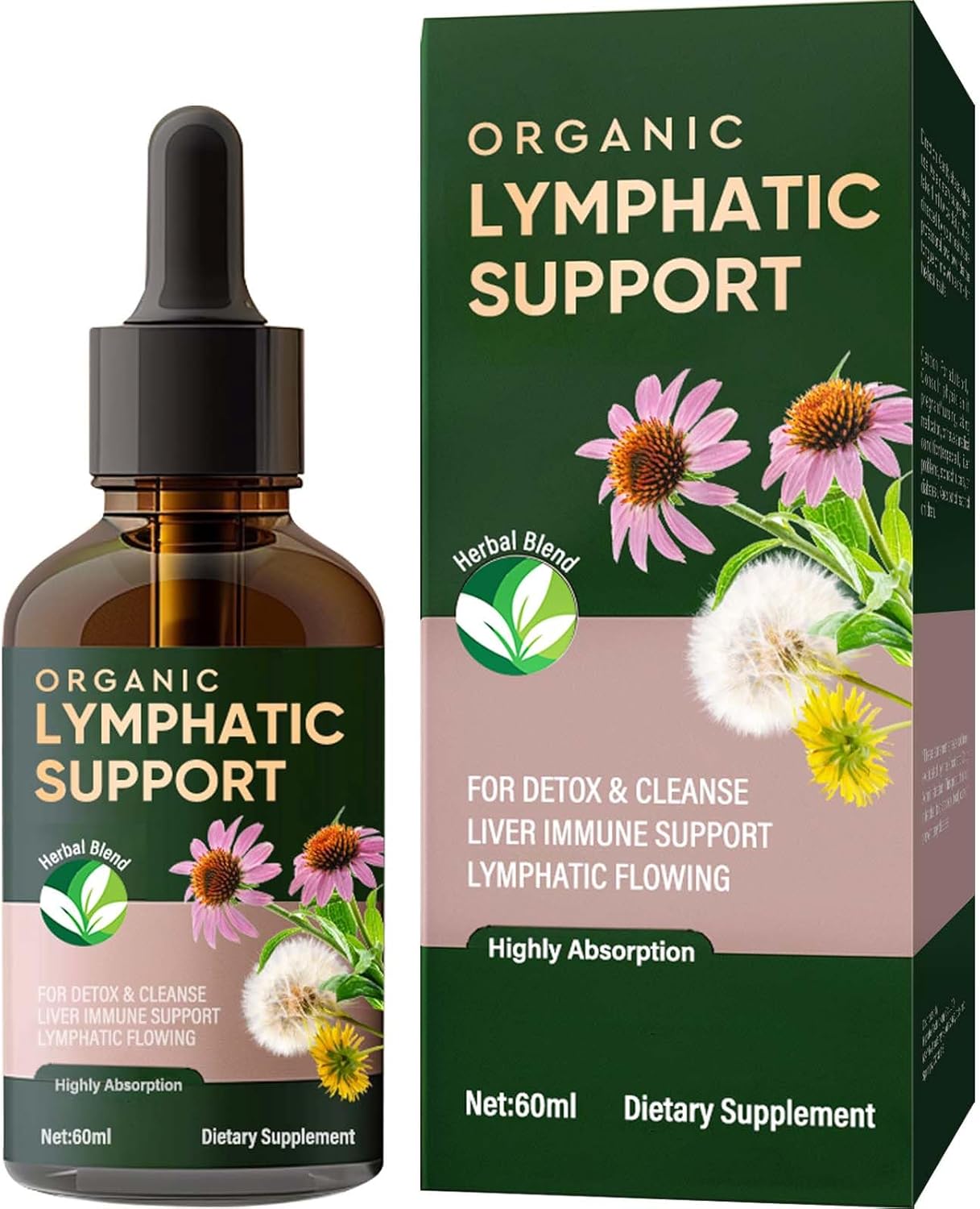 Organic Lymphatic Support Drops - Alcohol and Sugar Free for Health Protection