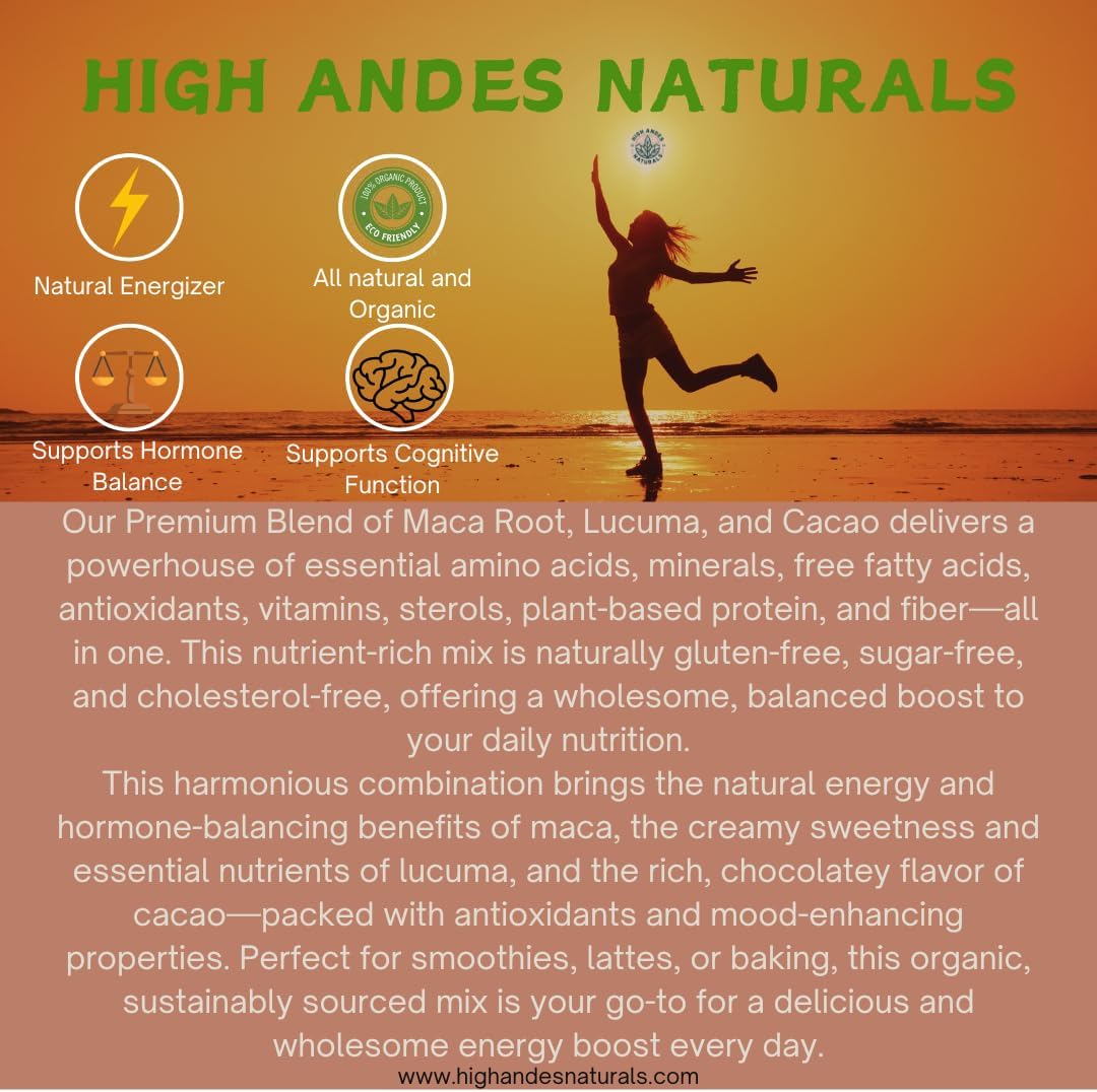 Organic Maca Root Powder Blend for Energy Boost & Hormone Balance - Peruvian Superfood - 8 oz