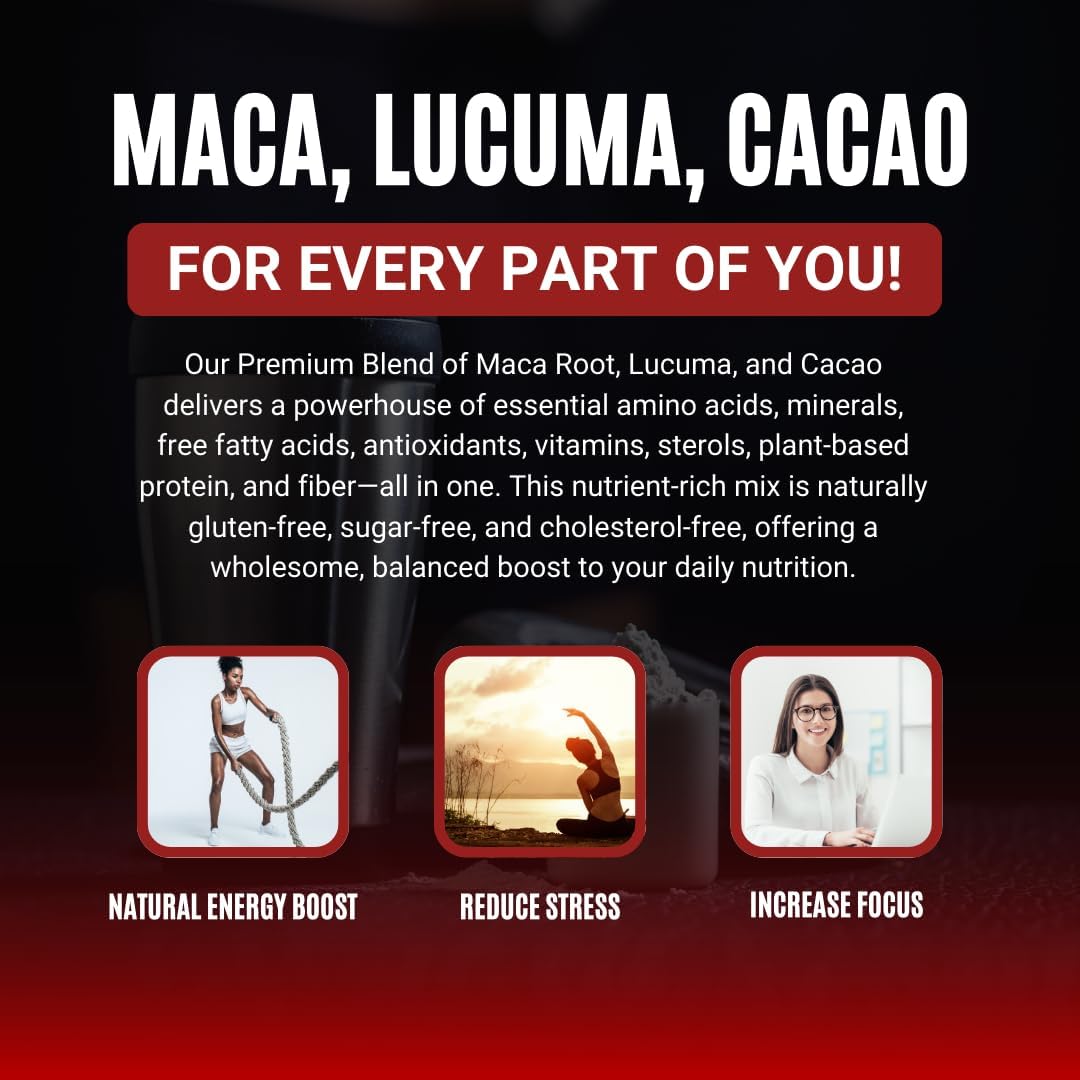 Organic Maca Root Powder Blend for Energy Boost & Hormone Balance - Peruvian Superfood - 8 oz