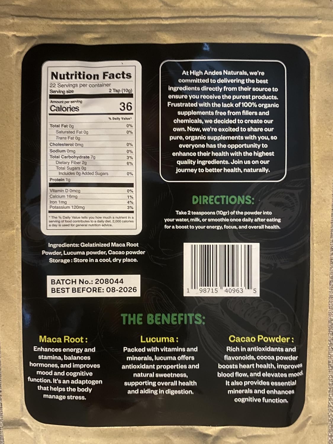 Organic Maca Root Powder Blend for Energy Boost & Hormone Balance - Peruvian Superfood - 8 oz