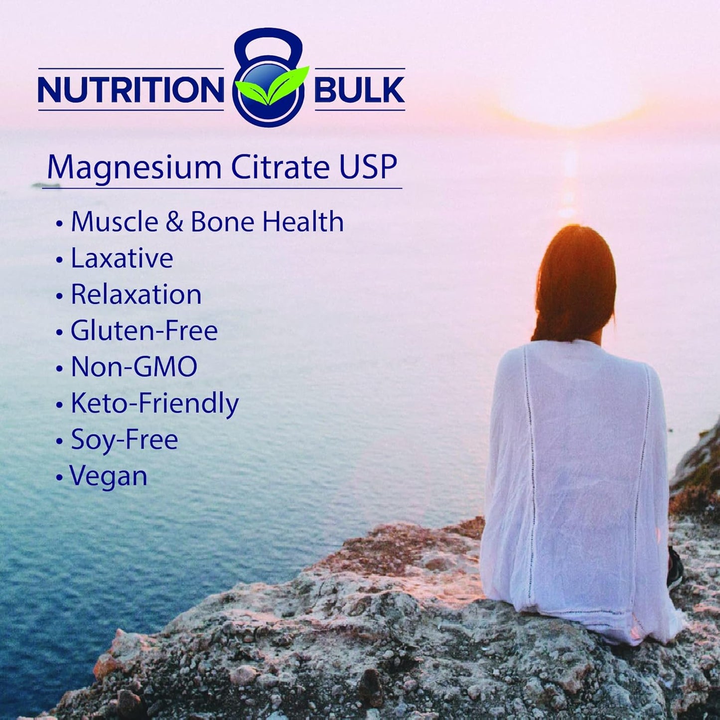 Organic Magnesium Citrate Powder - Non-GMO, Vegan, Gluten-Free, Soy-Free, Keto Friendly with No Fillers - Natural Laxative and Relaxation Aid - 16 oz