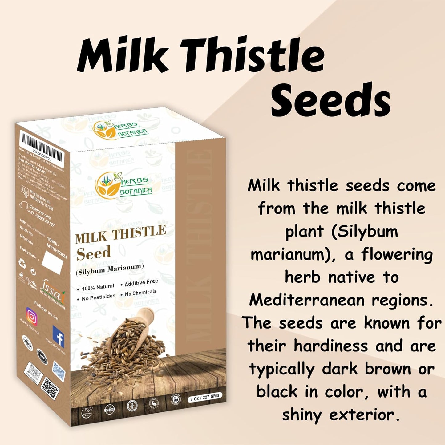 Organic Milk Thistle Seeds for Wellness - Traditional Ayurvedic Herbal Supplement - 1/2 lb (8 oz)