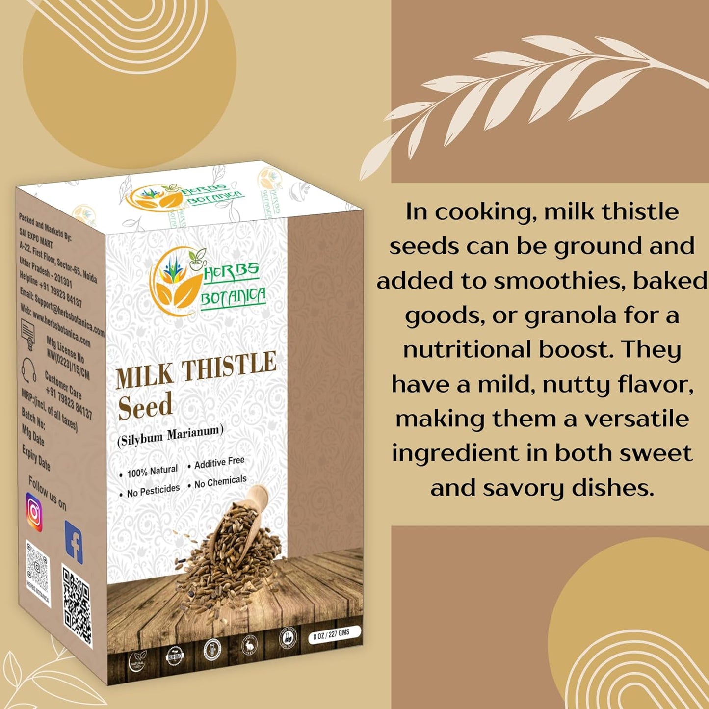 Organic Milk Thistle Seeds for Wellness - Traditional Ayurvedic Herbal Supplement - 1/2 lb (8 oz)