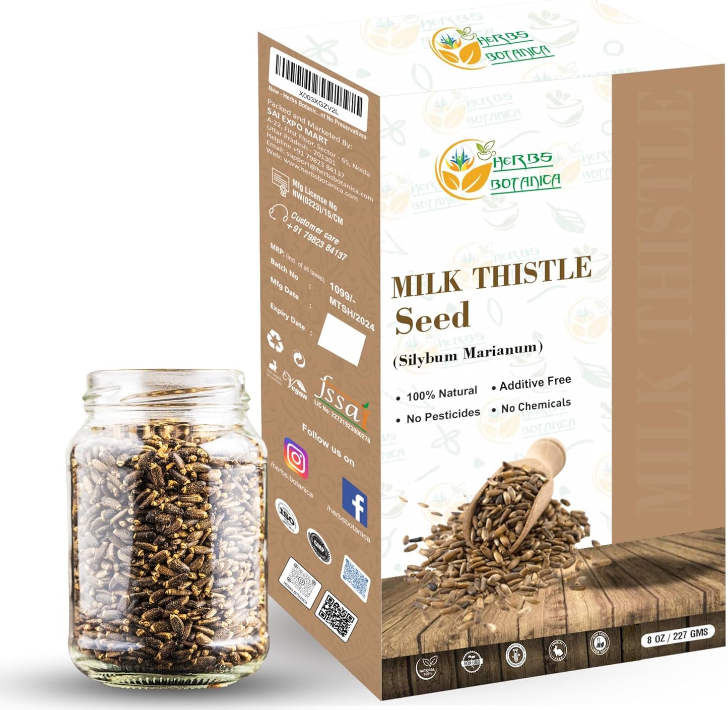 Organic Milk Thistle Seeds for Wellness - Traditional Ayurvedic Herbal Supplement - 1/2 lb (8 oz)