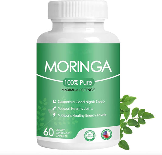 Organic Moringa Capsules: 800mg Pure Powder Superfood for Energy - 60 Capsules