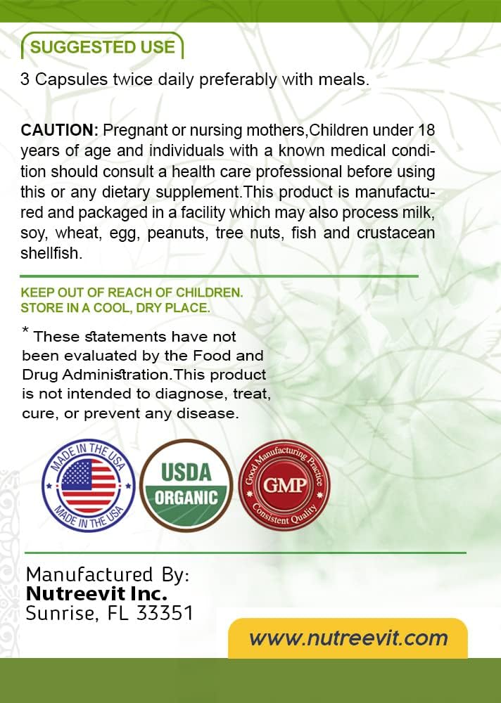Organic Moringa Leaf Extract Capsules - NutreeVit 240 Pure Moringa Powder Capsules