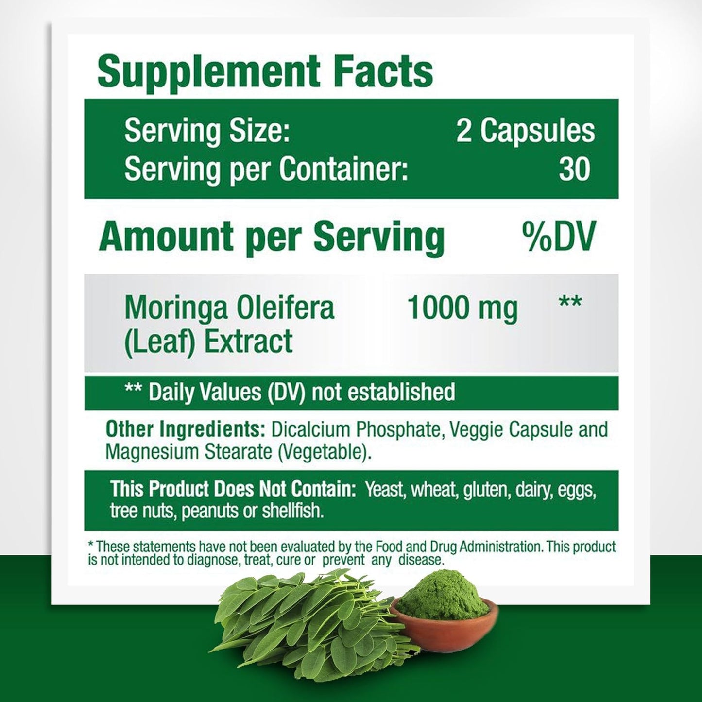 Organic Moringa Oleifera Supplement for Menopause Symptom Relief with Mood Enhancement Support