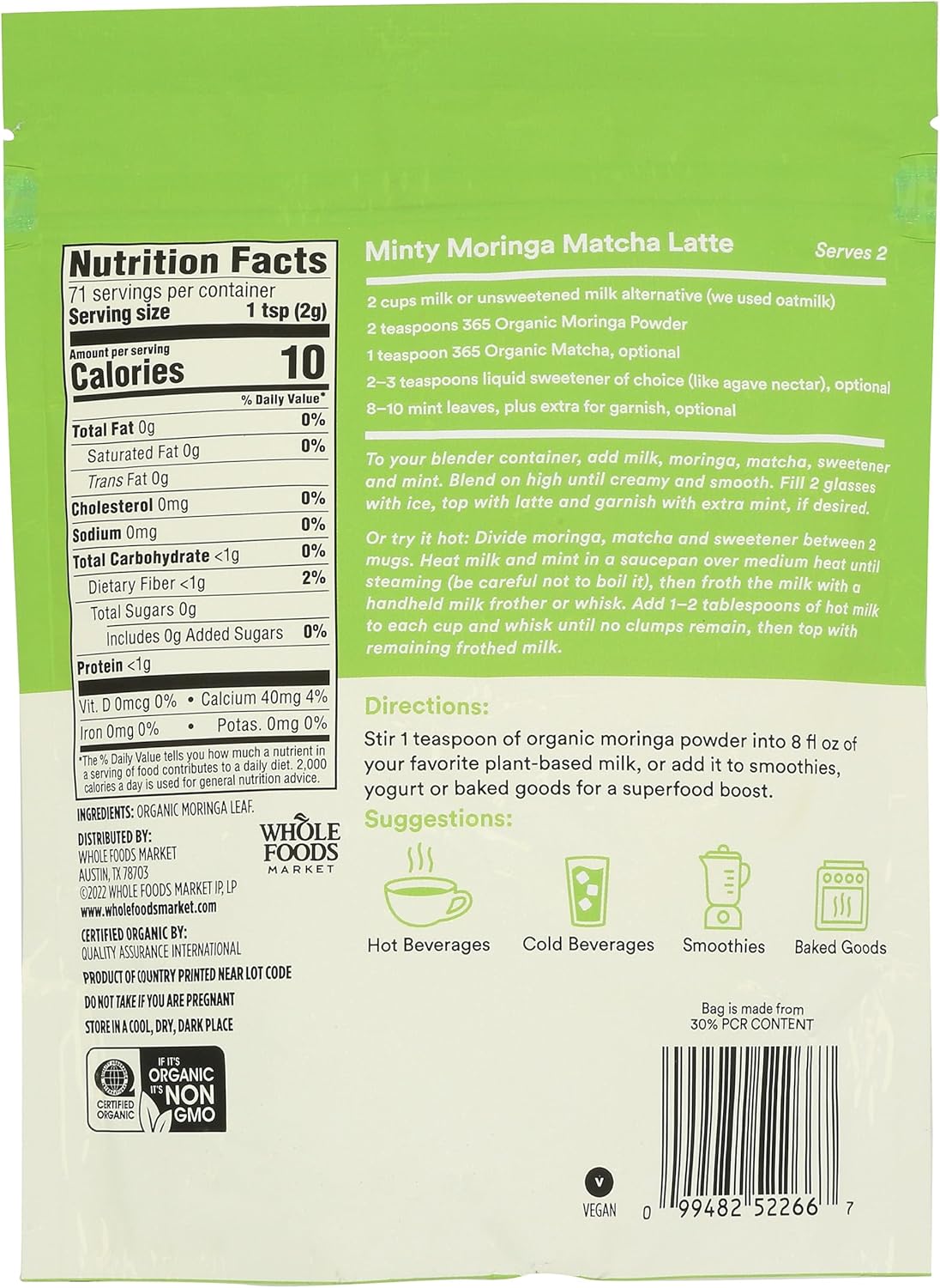 Organic Moringa Powder - 5 Ounce by 365 Whole Foods Market