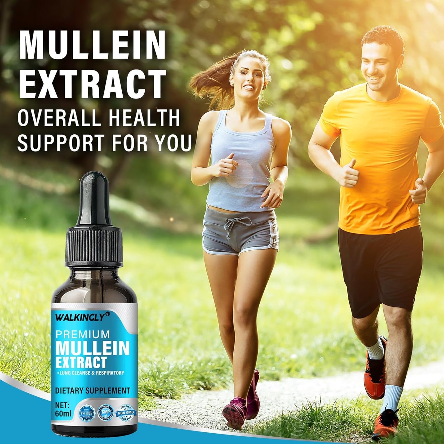 Organic Mullein Leaf Extract Drops for Lung Cleanse and Respiratory Health Support - 2 fl oz