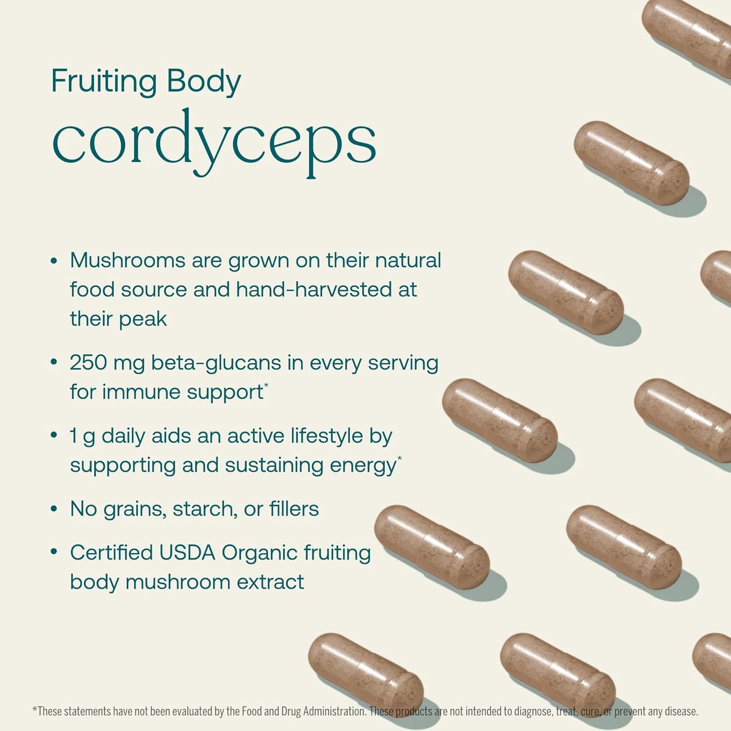 Organic Mushroom Cordyceps Capsules for Energy & Endurance - 120 Count - True Grace Formula