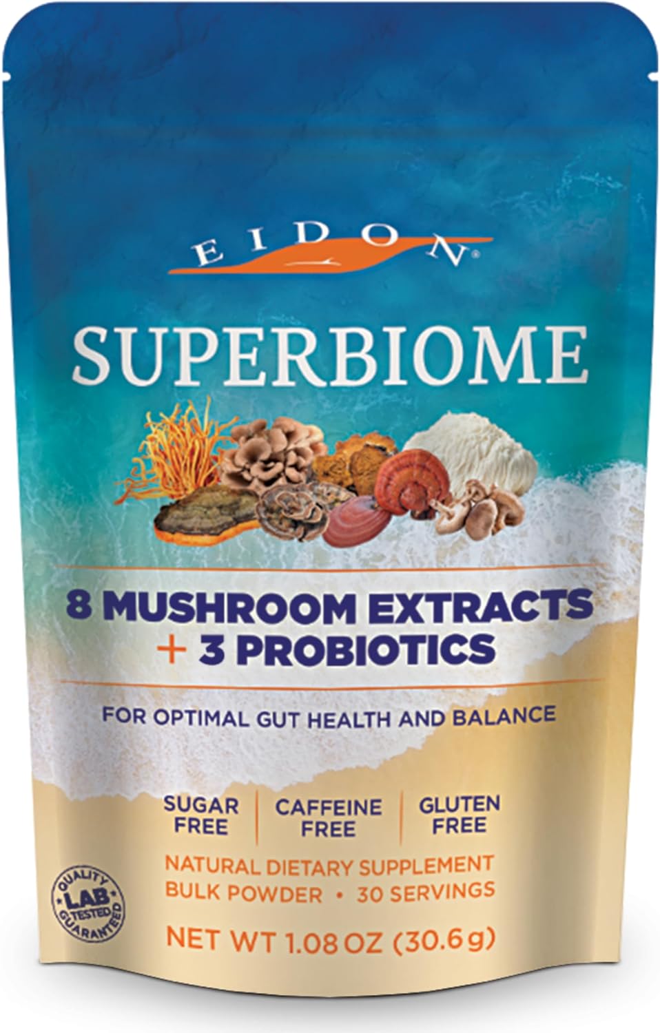 Organic Mushroom Probiotics Powder Blend with Reishi, Chaga, Lion's Mane - 30 Servings