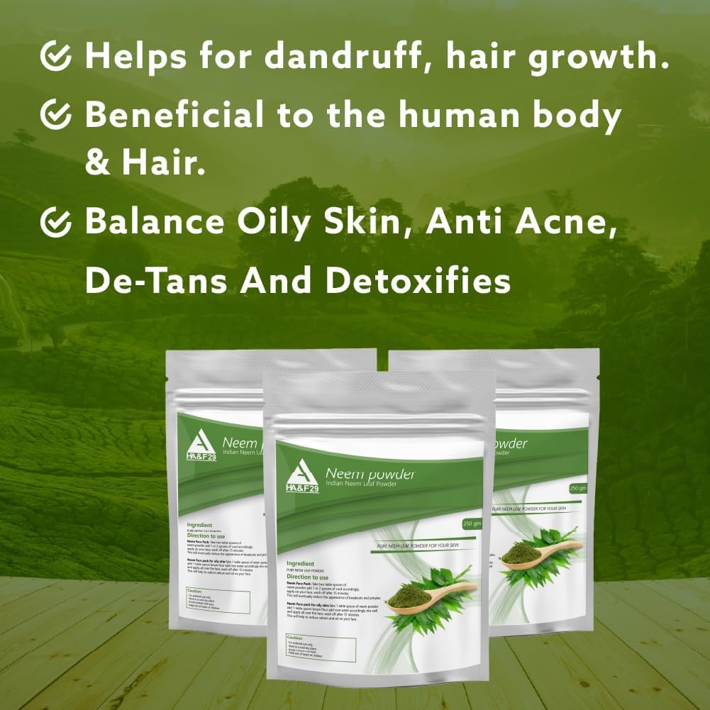 Organic Neem Powder for Clear Skin and Itchy Dandruff Scalp - 250 gm