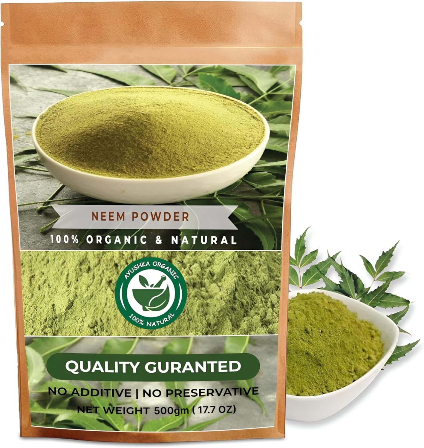 Organic Neem Powder: Herbal Supplement for Skin & Hair Care | Azadirachta Indica | 17.7 OZ (500 gm)