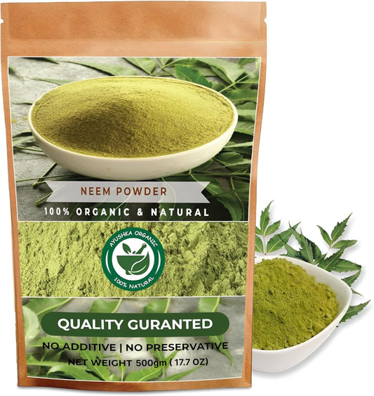 Organic Neem Powder: Herbal Supplement for Skin & Hair Care | Azadirachta Indica | 17.7 OZ (500 gm)