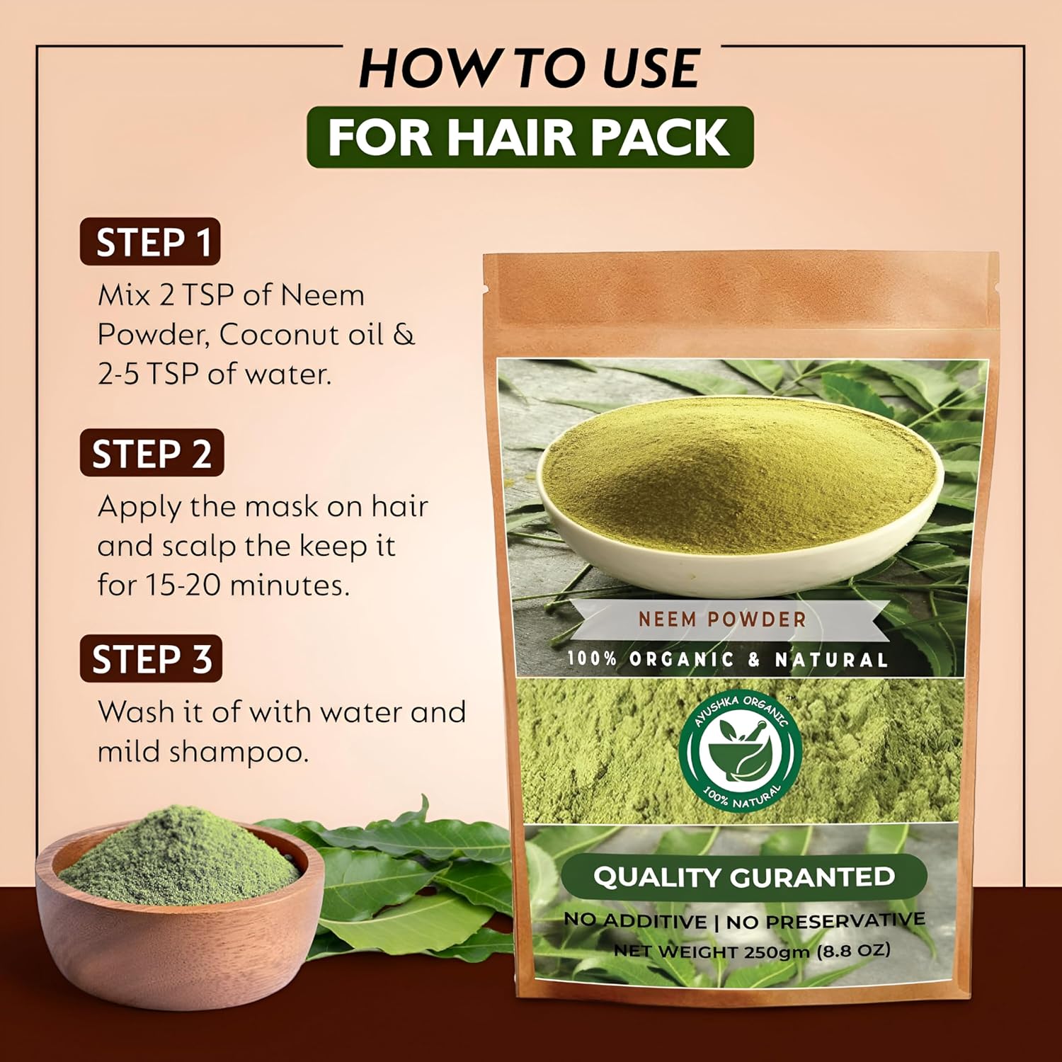 Organic Neem Powder: Herbal Supplement for Skin & Hair Care | Azadirachta Indica | 17.7 OZ (500 gm)