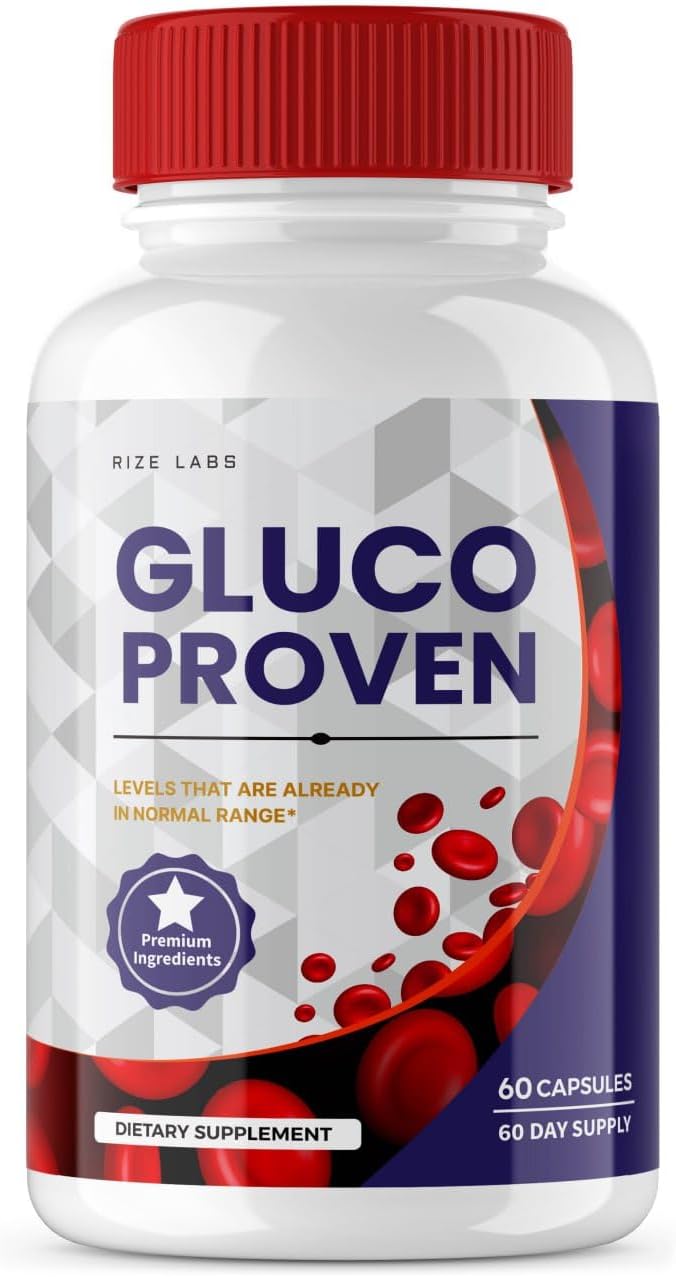 Organic Non GMO Gluco Proven Capsules - Maximum Strength Support Supplement, Advanced Formula with All Natural Ingredients (60 Capsules)