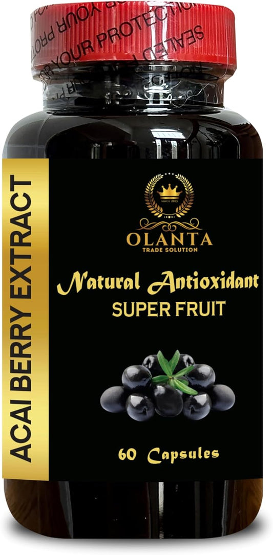 Organic OLANTA ACAI Berry Extract Capsules - Anti Aging Supplement for Men and Women - Non-GMO Cleanse and Wellness - 60 Capsules