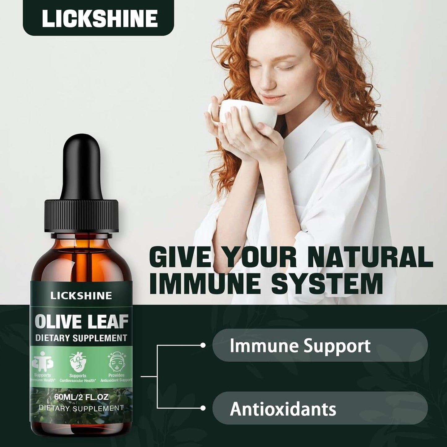 Organic Olive Leaf Liquid Extract 1000MG - Immune & Heart Support Supplement - Vegan, Non-GMO, Gluten-Free - 2 Fl Oz Bottle for Better Absorption