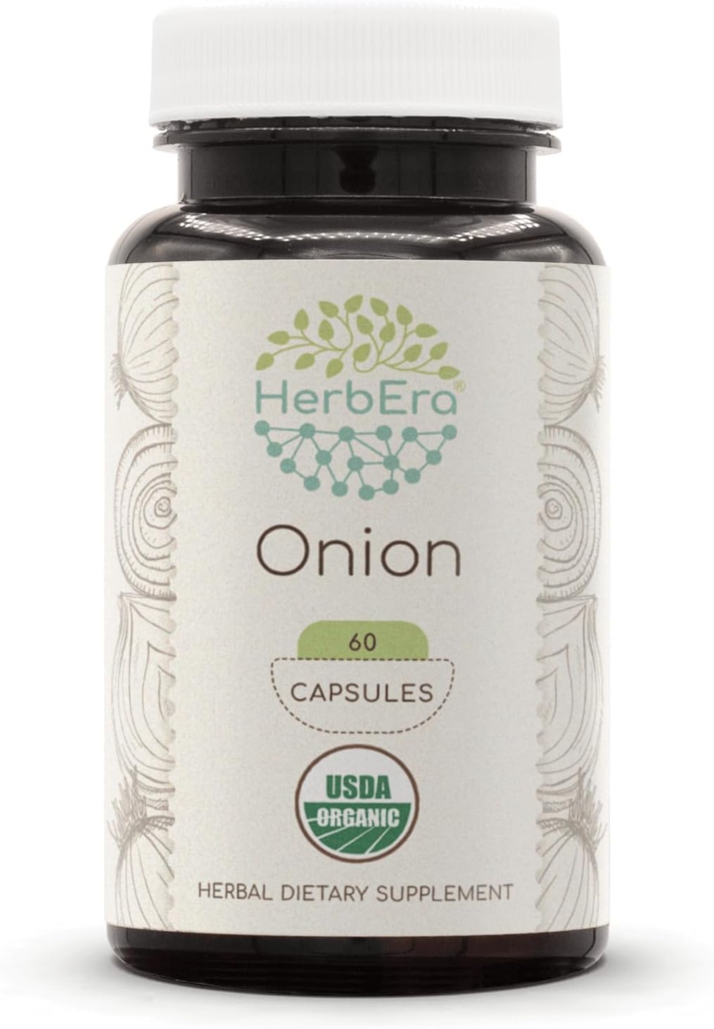 Organic Onion Herbal Supplement in Vegetarian Capsules - 60 Count