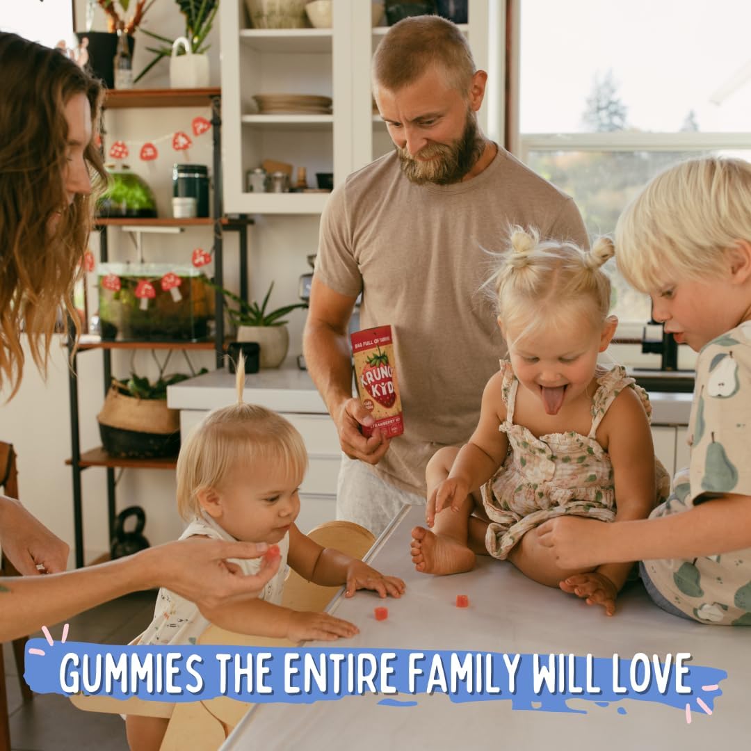 Organic Prebiotic & Postbiotic Gummy Vitamins for Kids & Adults, Sugar-Free Allulose, Fermented Strawberry, Gut Health Support