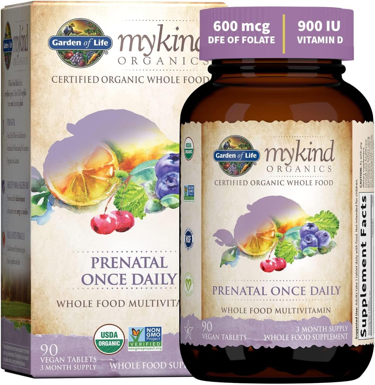 Organic Prenatal Vitamin with Folate & Omega-3 Fish Oil for Energy & Healthy Baby - Strawberry Flavor