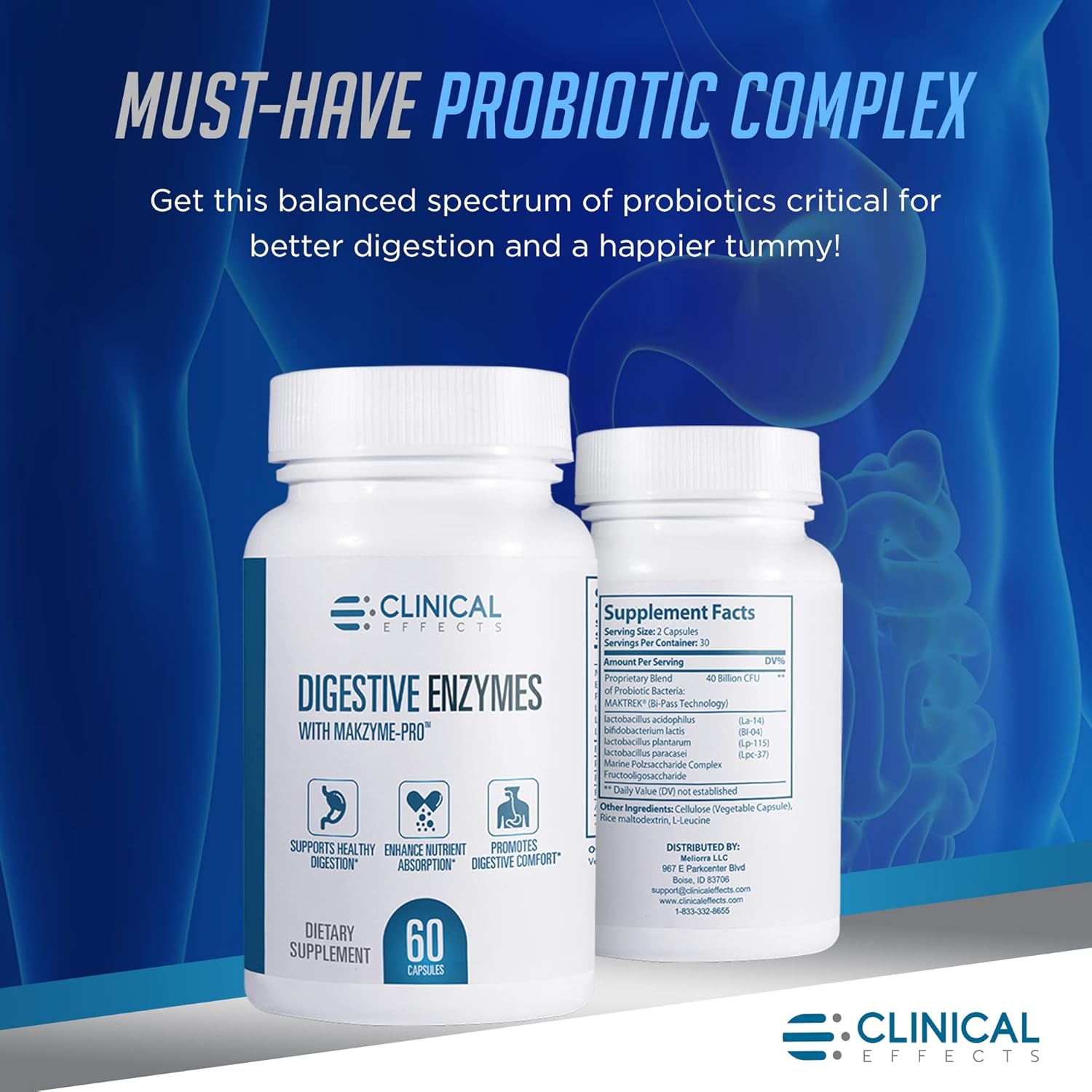 Organic Probiotic Complex for Gut Health - Women and Men - 60 Veggie Capsules - USA Made