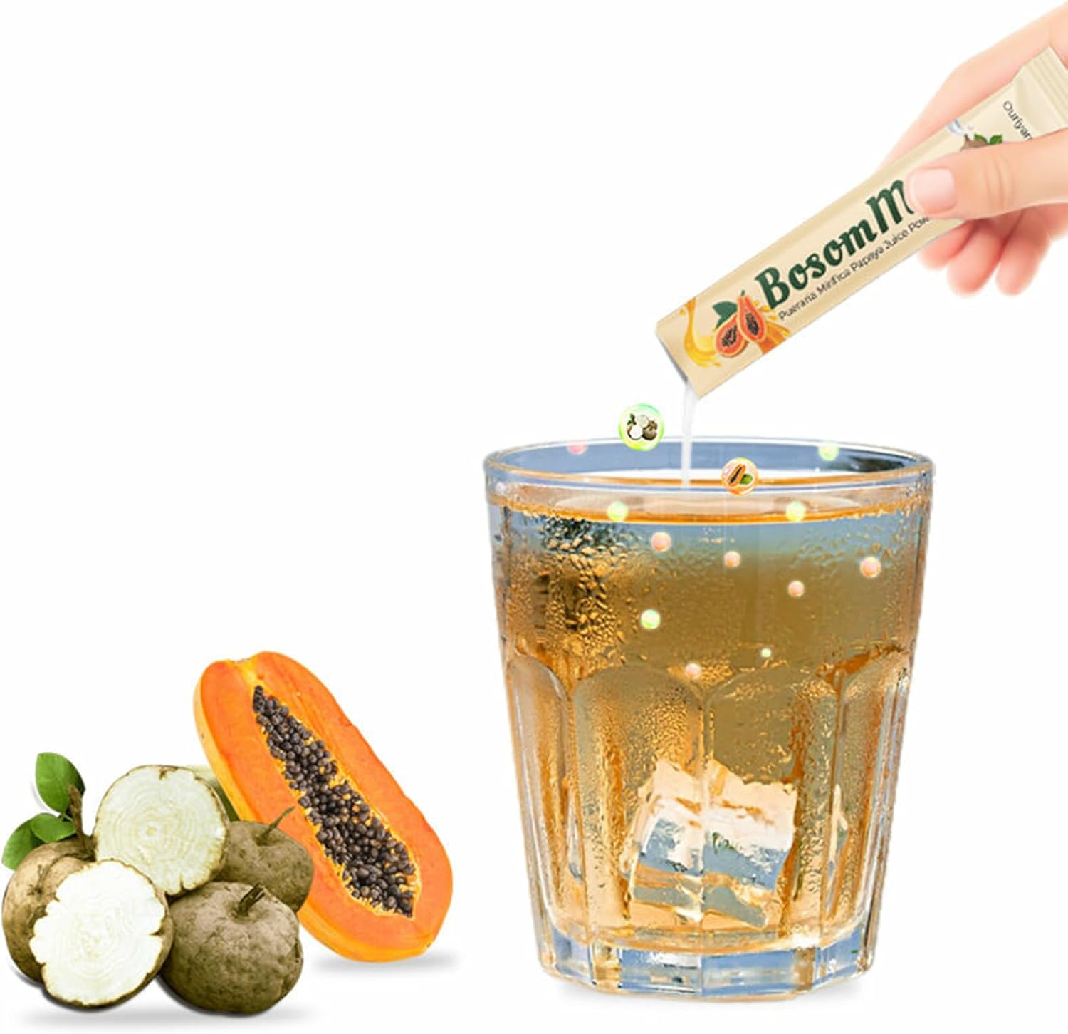 Organic Pueraria-Mirifica Papaya Juice Powder for Women - Everyday Chest Care - Concentrated Kudzu Root - 100% Natural - 10g Sachet, 10pcs Box