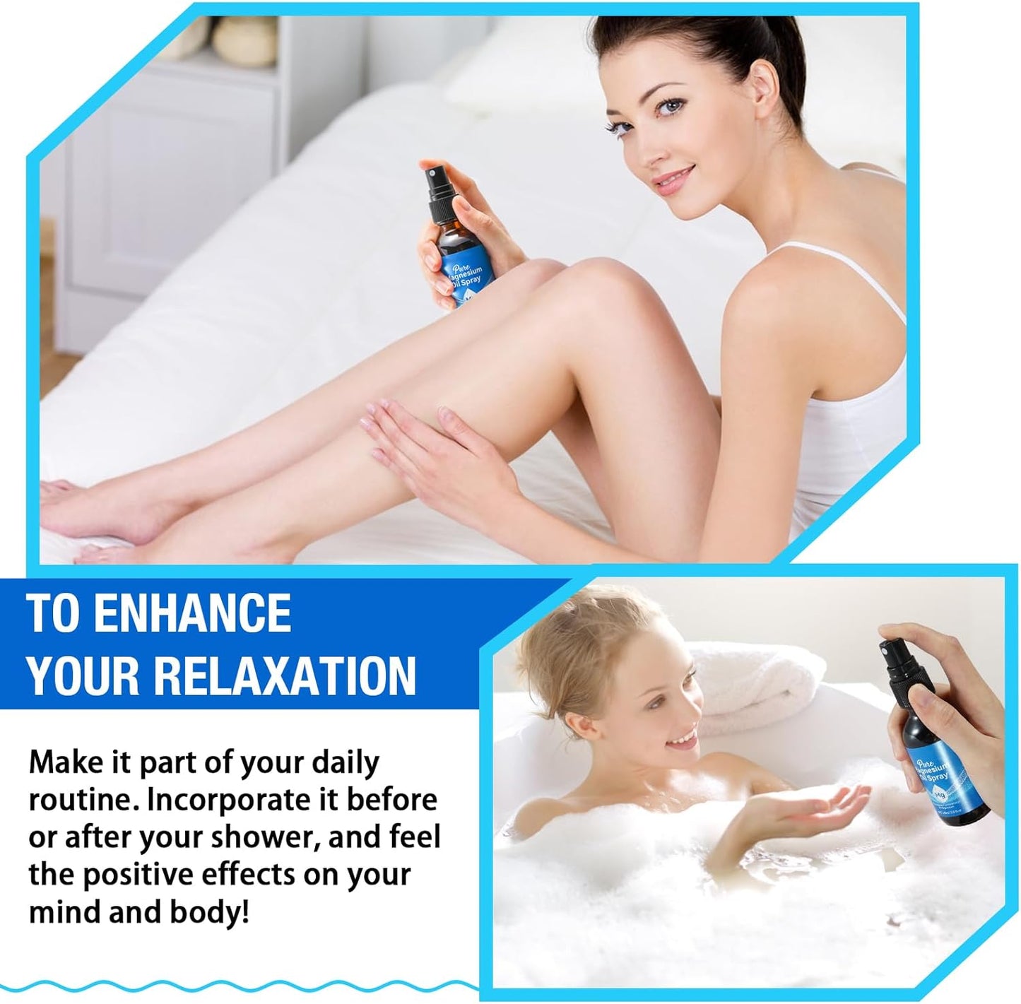 Organic Pure Magnesium Oil Spray for Relaxing Muscles - Natural Body Spray for Feet - Rejuvenating 100% Magnesium Spray