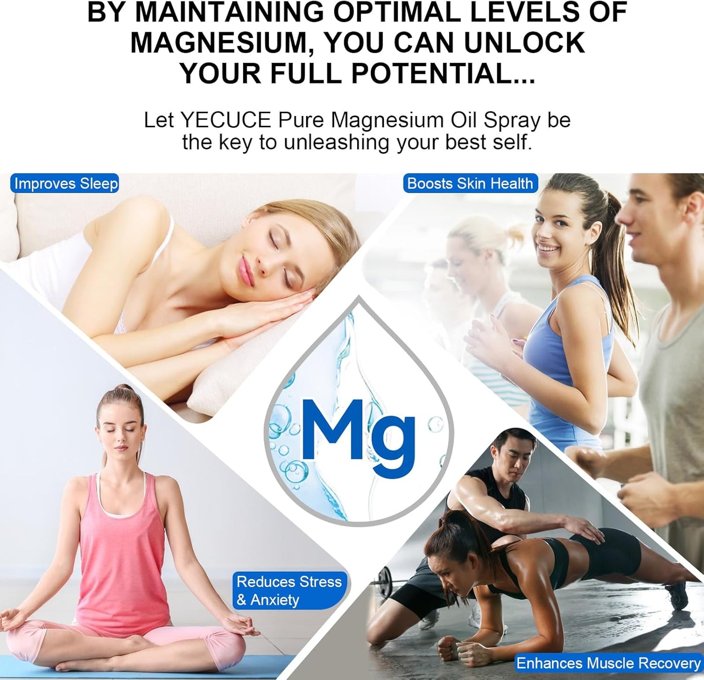 Organic Pure Magnesium Oil Spray for Relaxing Muscles - Natural Body Spray for Feet - Rejuvenating 100% Magnesium Spray
