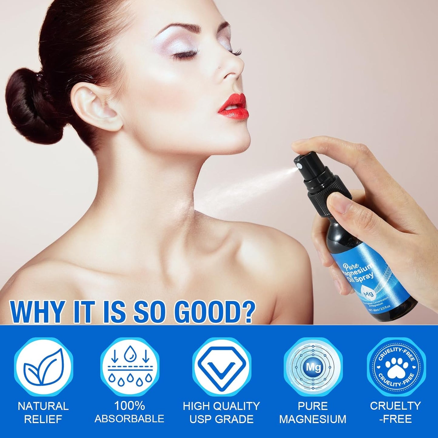 Organic Pure Magnesium Oil Spray for Relaxing Muscles - Natural Body Spray for Feet - Rejuvenating 100% Magnesium Spray