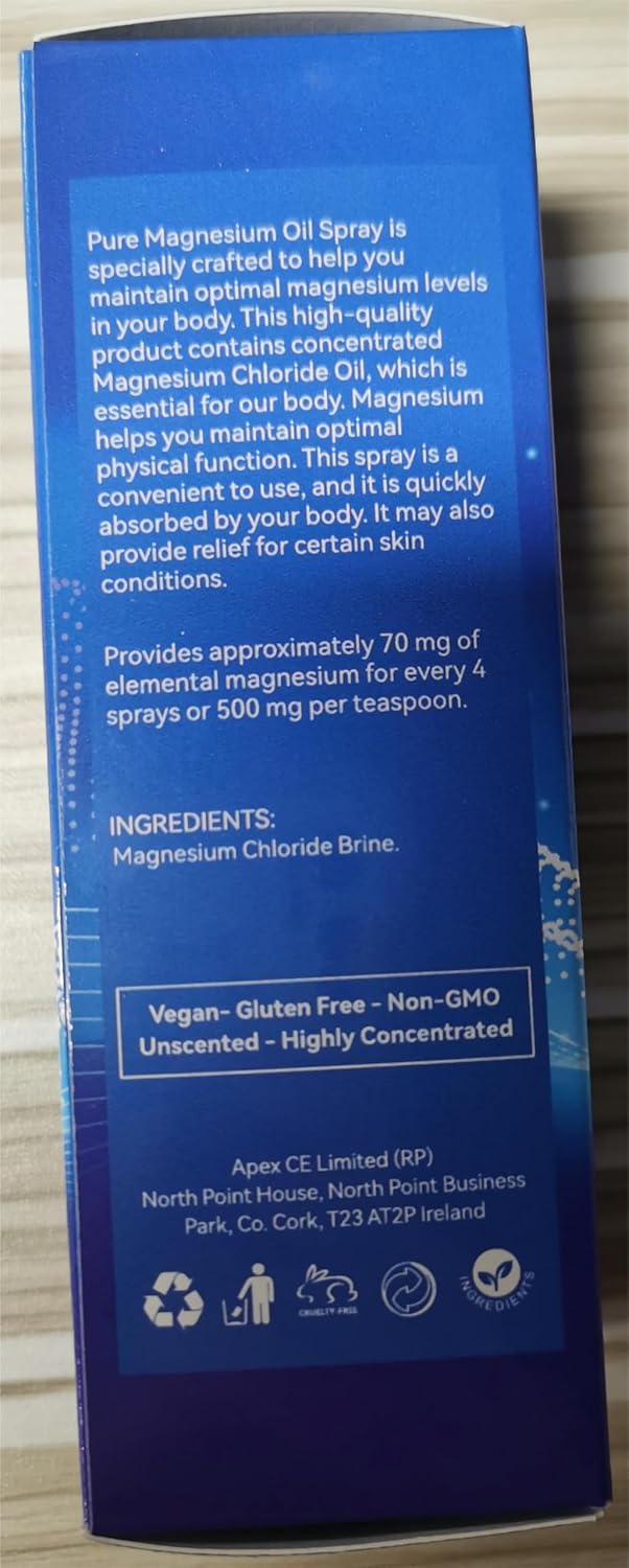 Organic Pure Magnesium Oil Spray for Relaxing Muscles - Natural Body Spray for Feet - Rejuvenating 100% Magnesium Spray
