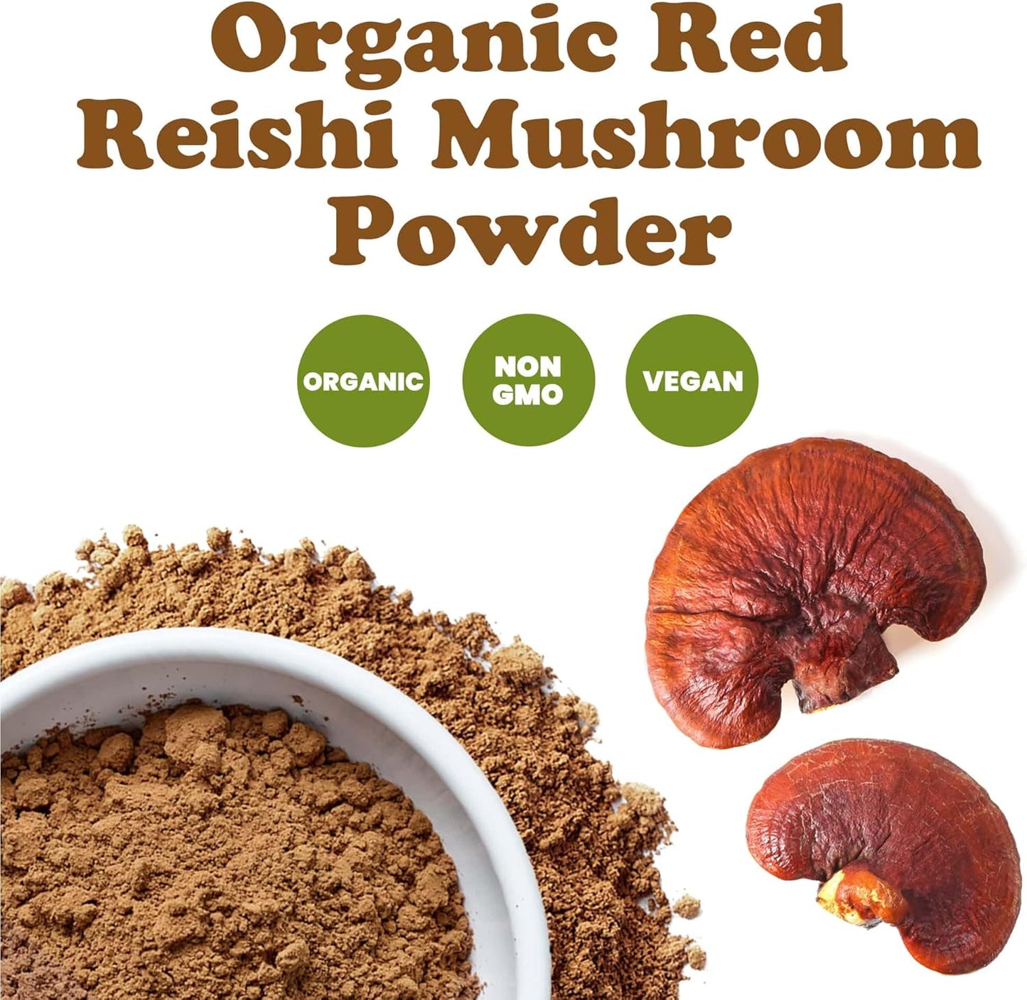 Organic Red Reishi Mushroom Powder - 12 lbs, All-Natural Vegan Superfood, Immunity Boost, Antioxidant-Rich, Nutrient-Packed, Non-GMO, Pure, Ideal for Smoothies, Kosher