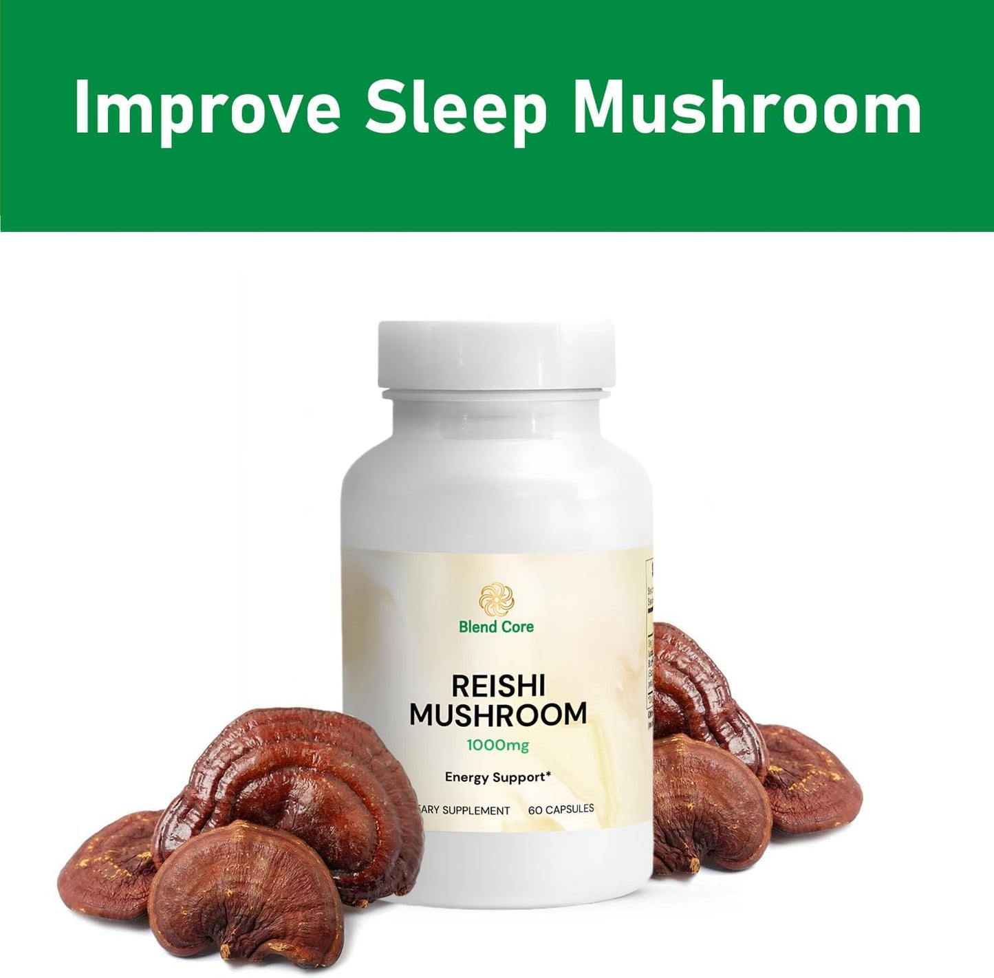 Organic Reishi Mushroom Extract Capsules for Improved Sleep, Cardiovascular Health, and Immune Support - Vegan and Non-GMO