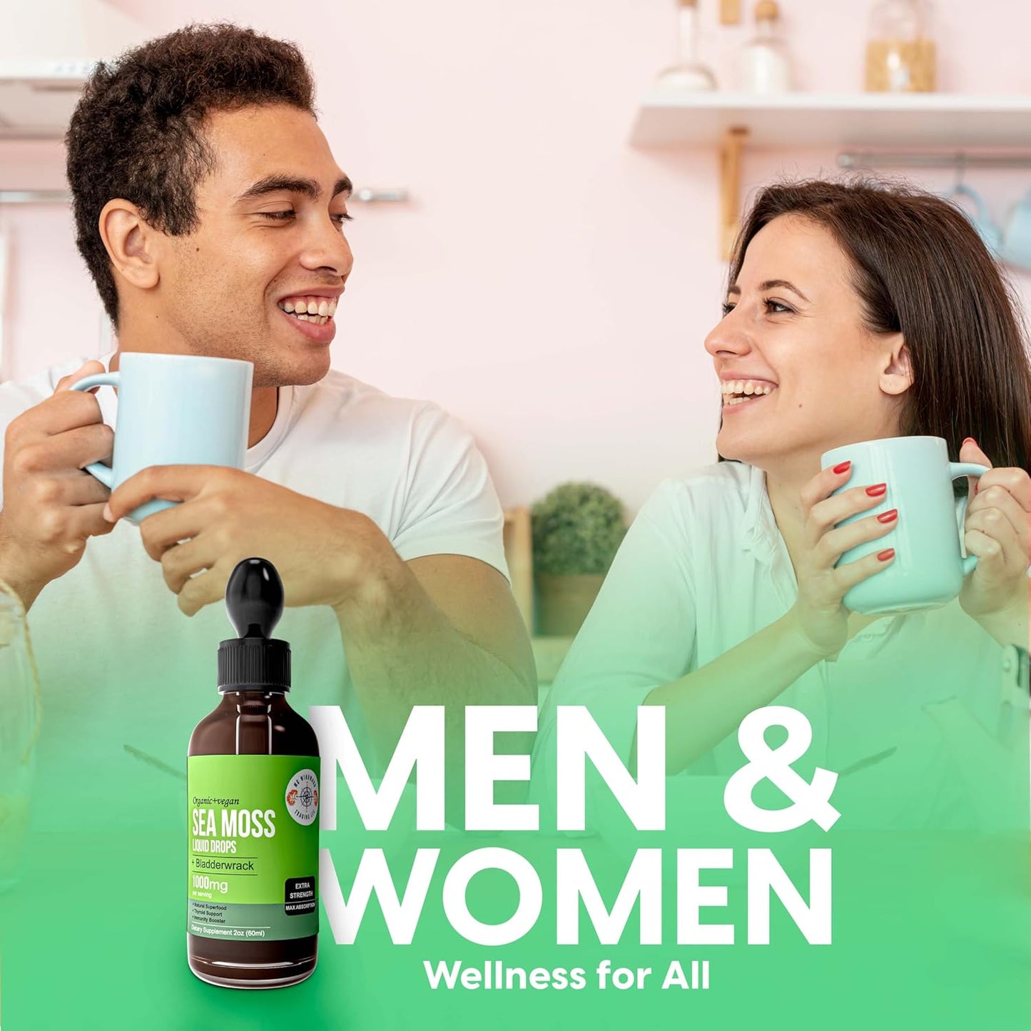 Organic Sea Moss Liquid Drops with Bladderwrack & Elderberry | 30,000 MG | 4X Strength | Health Supplement | 1 Bottle