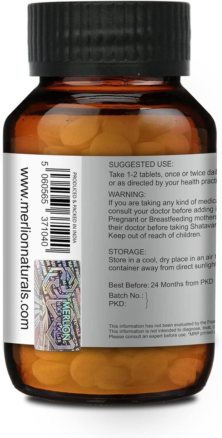 Organic Shatavari Tablets | 500mg Asparagus racemosus Supplement (120 Tablets) by MERLION NATURALS