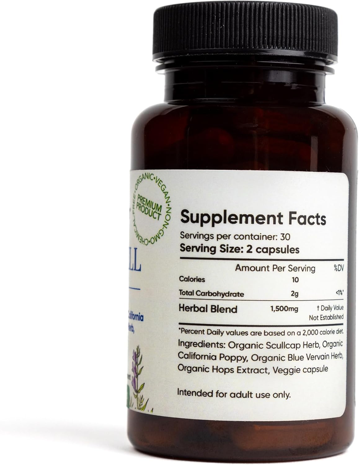 Organic Sleep Aid Capsules - Herbal Supplement for Calming & Relaxing - 60 Vegan Capsules - Natural Ingredients - 1,500 mg