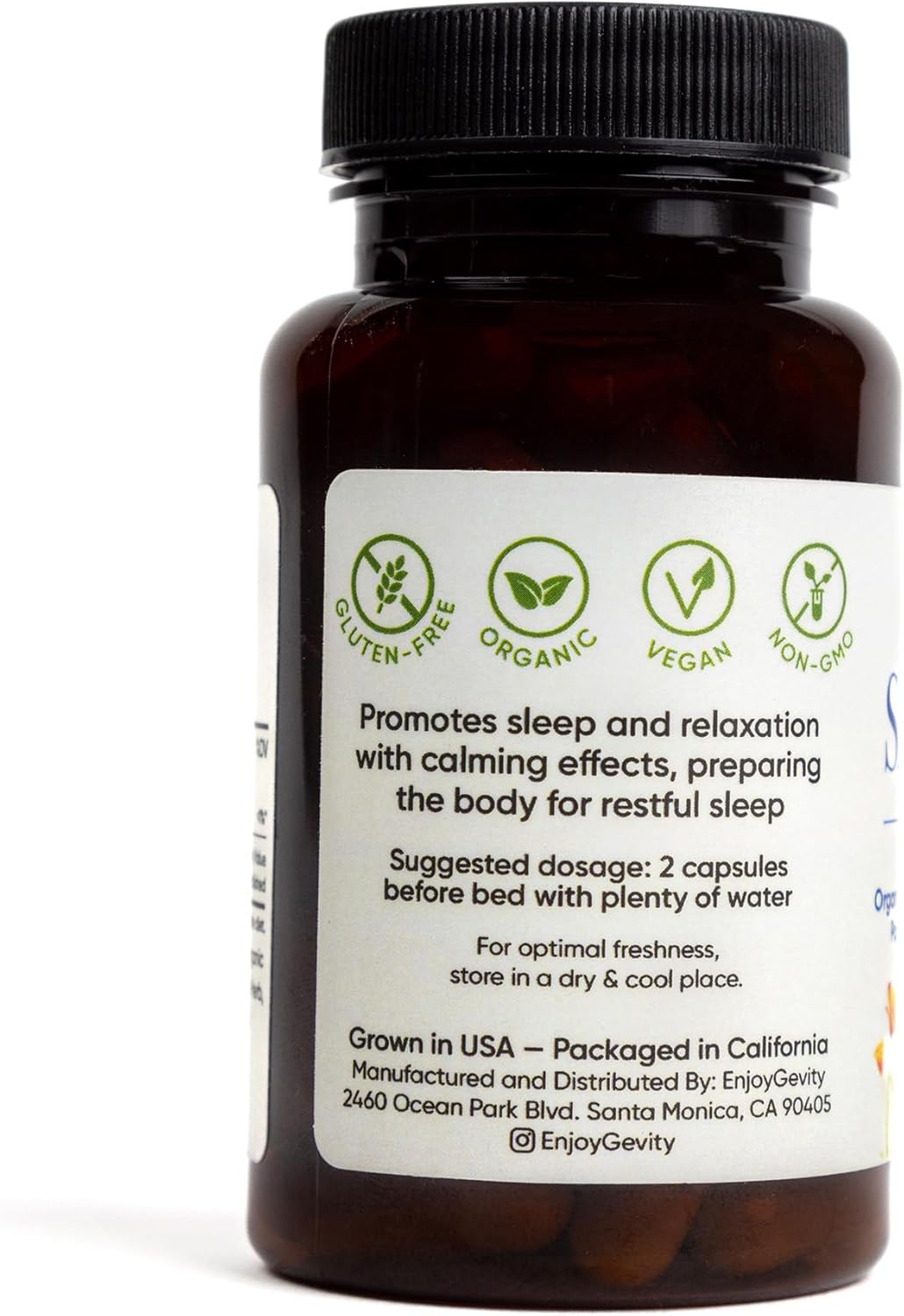 Organic Sleep Aid Capsules - Herbal Supplement for Calming & Relaxing - 60 Vegan Capsules - Natural Ingredients - 1,500 mg