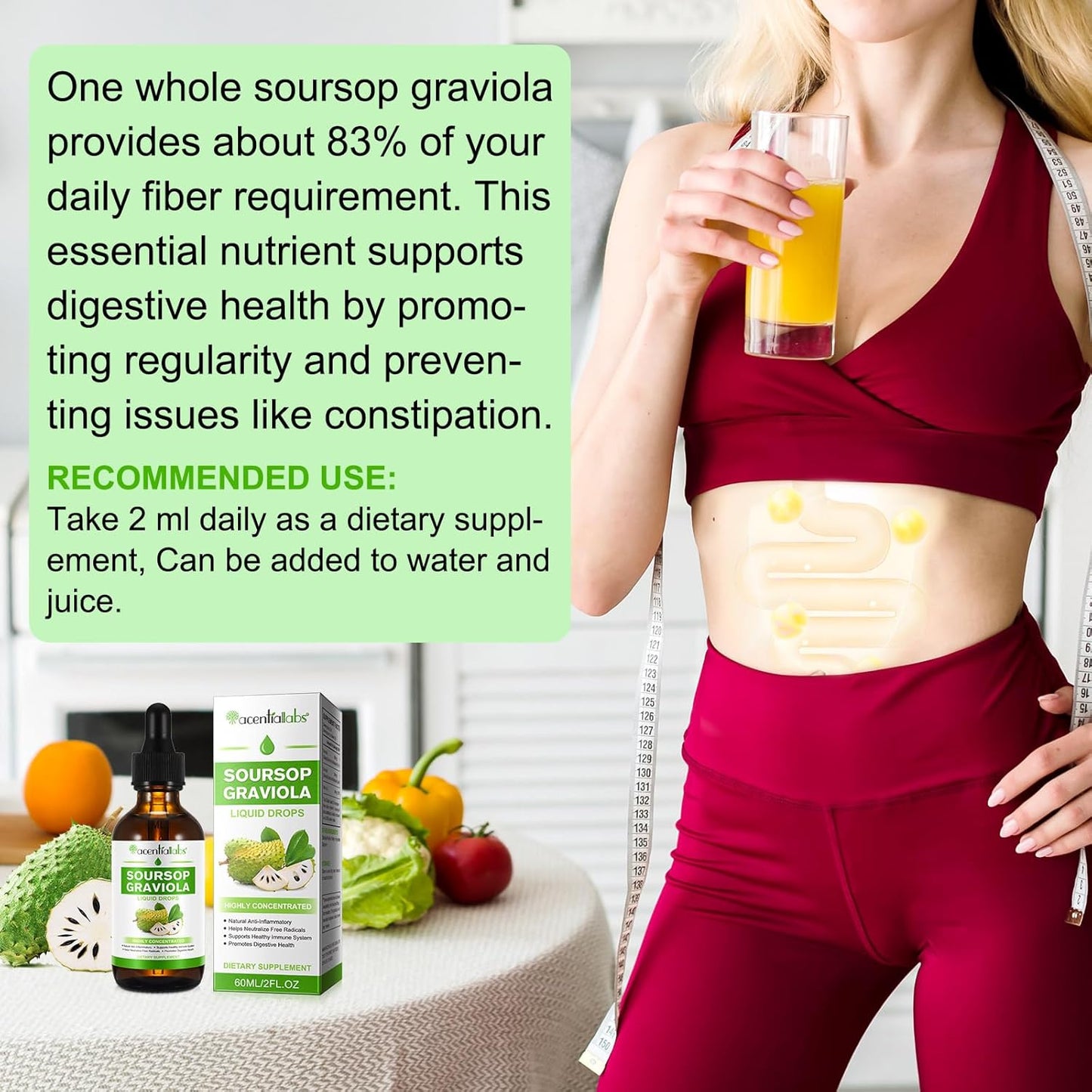 Organic Soursop Graviola Liquid Drops - 2 Pack for Cell Regeneration & Immune Health Boost, Antioxidant Support - Herbal Goodness