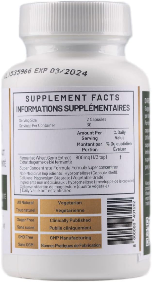 Organic Spermidine Immune Support and Cellular Health Supplement - Fermented Wheat Germ Extract, Non-GMO, Gluten-free, Vegan, Antioxidant, Natural - 60 Capsules